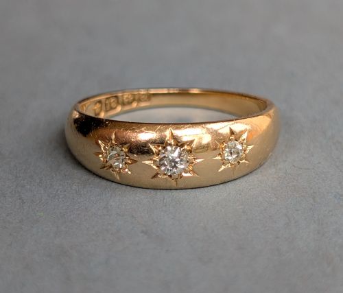 ANTIQUE 18CT GOLD DIAMOND GYPSY RING C1900 - ADDITIONAL PHOTO 8