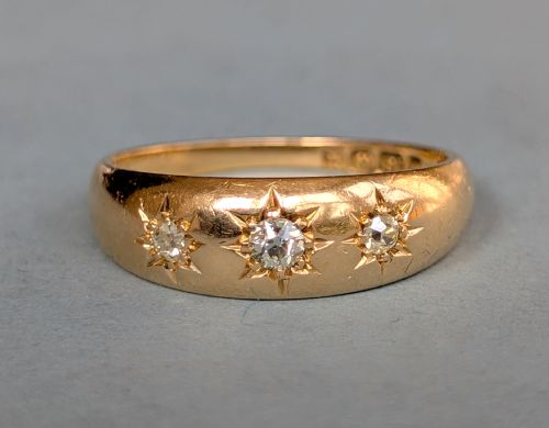 antique 18ct gold diamond gypsy ring c1900 - CATEGORY: ANTIQUE JEWELLERY - DATED 1900
