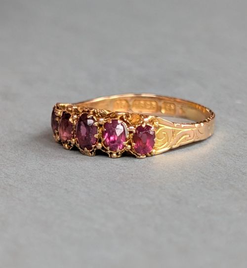 VICTORIAN 15CT GOLD GARNET RING C1897 - ADDITIONAL PHOTO 4