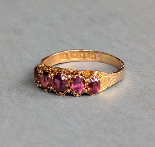 VICTORIAN 15CT GOLD GARNET RING C1897 - ADDITIONAL PHOTO 5