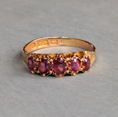 VICTORIAN 15CT GOLD GARNET RING C1897 - ADDITIONAL PHOTO 6