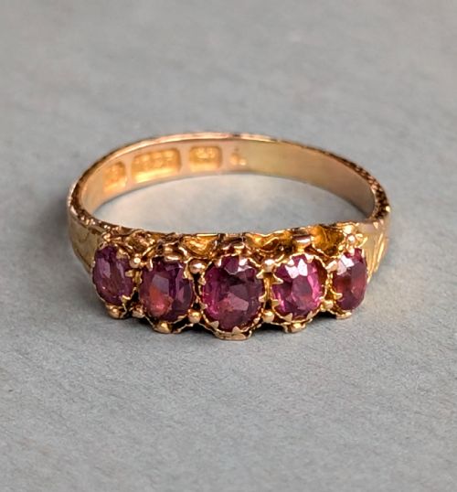 VICTORIAN 15CT GOLD GARNET RING C1897 - ADDITIONAL PHOTO 7