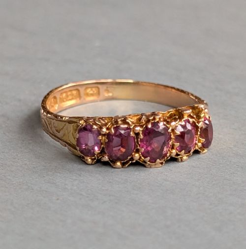 VICTORIAN 15CT GOLD GARNET RING C1897 - ADDITIONAL PHOTO 8