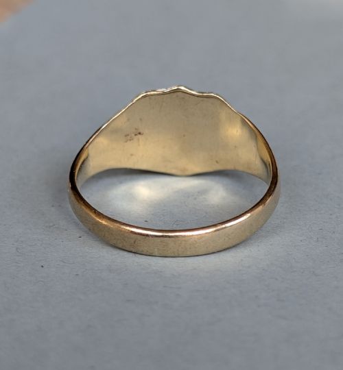 VINTAGE 9CT GOLD SIGNET RING MANS WEDDING BAND C1965 - ADDITIONAL PHOTO 5