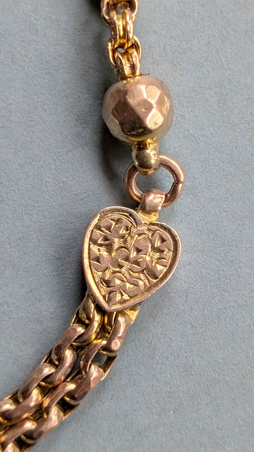 ANTIQUE 9CT ROSE GOLD HEART LINK BRACELET - ADDITIONAL PHOTO 4