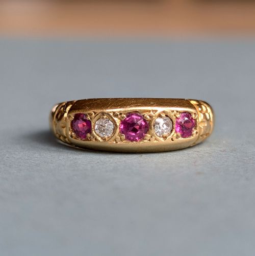 ANTIQUE 18CT GOLD RUBY DIAMOND RING C1912 - ADDITIONAL PHOTO 1