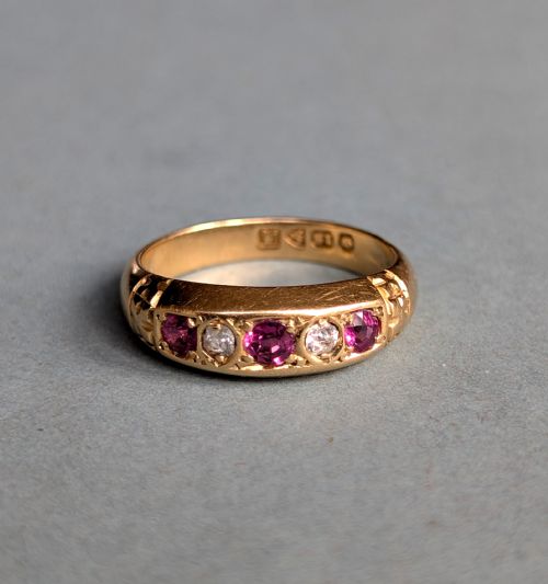 ANTIQUE 18CT GOLD RUBY DIAMOND RING C1912 - ADDITIONAL PHOTO 2