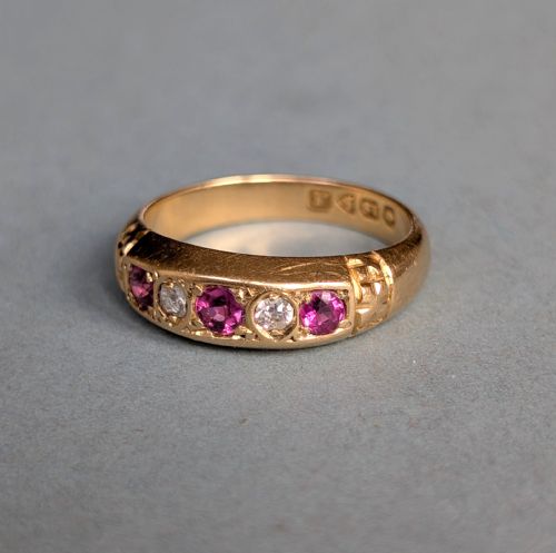 ANTIQUE 18CT GOLD RUBY DIAMOND RING C1912 - ADDITIONAL PHOTO 4