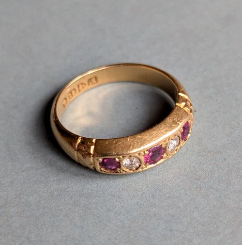 ANTIQUE 18CT GOLD RUBY DIAMOND RING C1912 - ADDITIONAL PHOTO 6