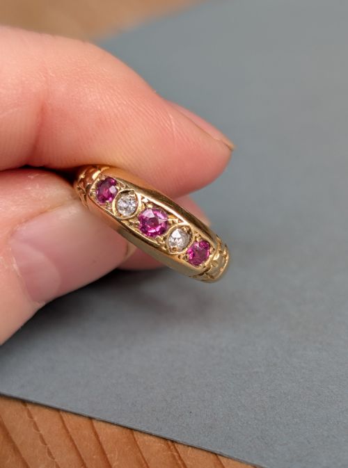 ANTIQUE 18CT GOLD RUBY DIAMOND RING C1912 - ADDITIONAL PHOTO 8