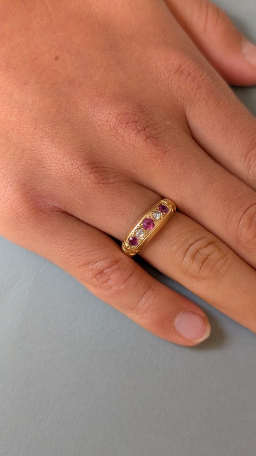 ANTIQUE 18CT GOLD RUBY DIAMOND RING C1912 - ADDITIONAL PHOTO 10
