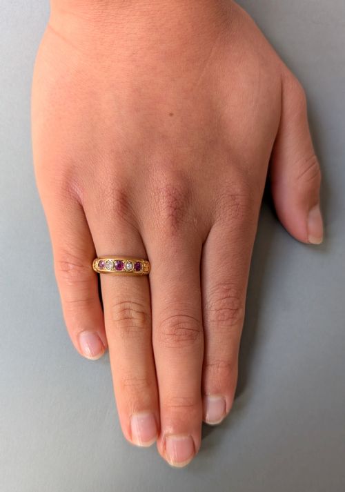 ANTIQUE 18CT GOLD RUBY DIAMOND RING C1912 - ADDITIONAL PHOTO 11