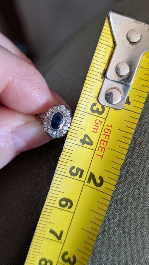SMALL ART DECO 18CT GOLD SAPPHIRE AND DIAMOND RING - ADDITIONAL PHOTO 11