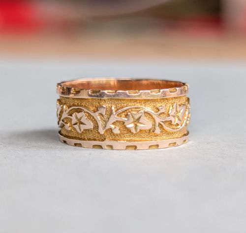 ANTIQUE 9CT GOLD WEDDING BAND RING C1912