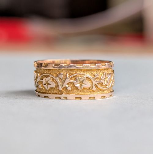 ANTIQUE 9CT GOLD WEDDING BAND RING C1912 - ADDITIONAL PHOTO 1