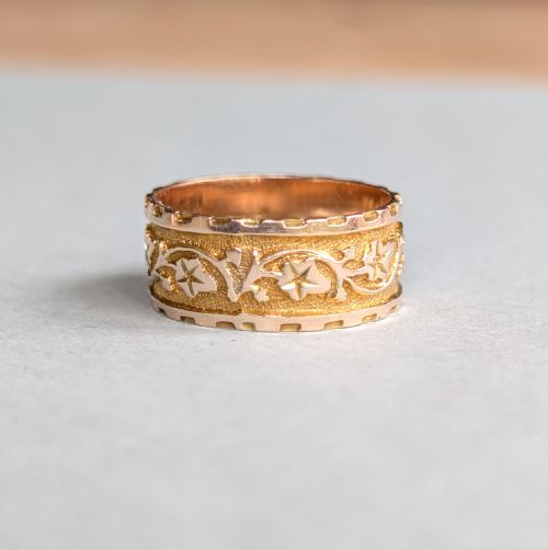 ANTIQUE 9CT GOLD WEDDING BAND RING C1912 - ADDITIONAL PHOTO 2