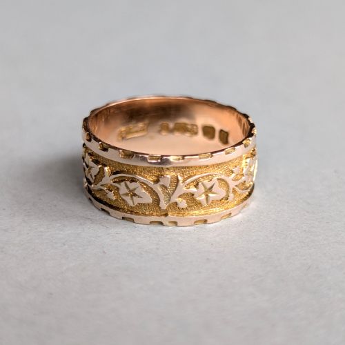 ANTIQUE 9CT GOLD WEDDING BAND RING C1912 - ADDITIONAL PHOTO 3