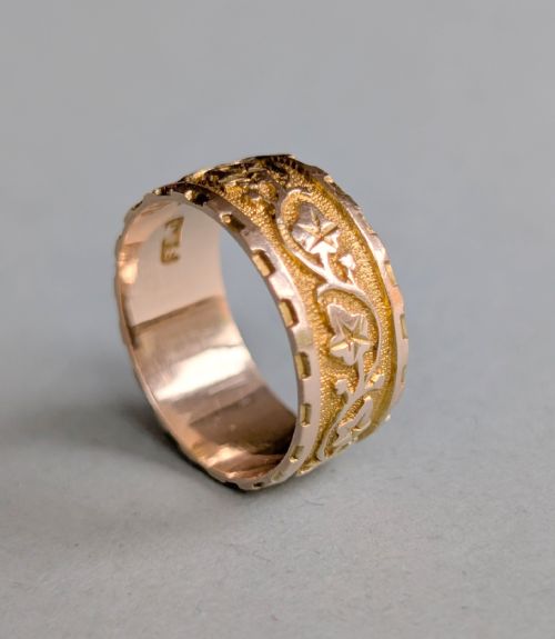 ANTIQUE 9CT GOLD WEDDING BAND RING C1912 - ADDITIONAL PHOTO 5