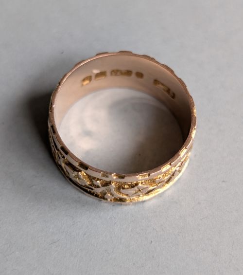 ANTIQUE 9CT GOLD WEDDING BAND RING C1912 - ADDITIONAL PHOTO 8