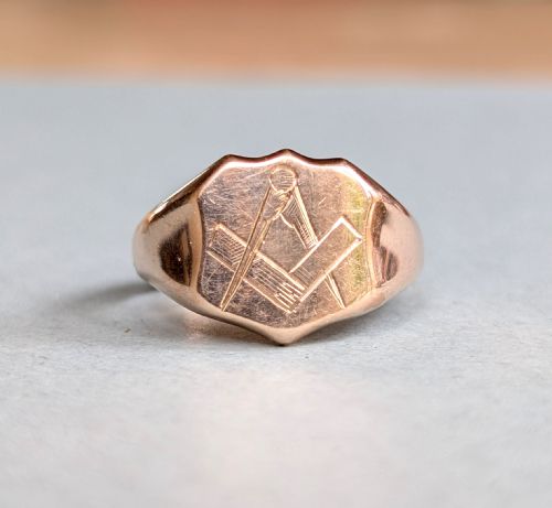 VICTORIAN 9CT ROSE GOLD FREEMASONS RING C1898 - ADDITIONAL PHOTO 7