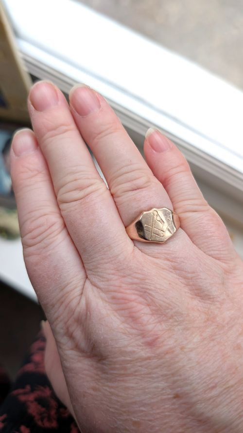 VICTORIAN 9CT ROSE GOLD FREEMASONS RING C1898 - ADDITIONAL PHOTO 9