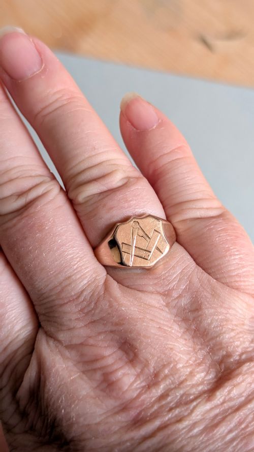 VICTORIAN 9CT ROSE GOLD FREEMASONS RING C1898 - ADDITIONAL PHOTO 10