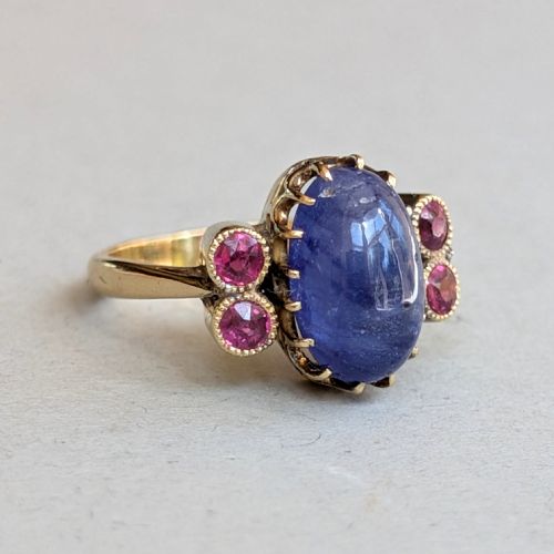 ANTIQUE 18CT GOLD SAPPHIRE RUBY RING - ADDITIONAL PHOTO 1