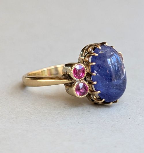 ANTIQUE 18CT GOLD SAPPHIRE RUBY RING - ADDITIONAL PHOTO 5