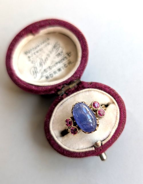 ANTIQUE 18CT GOLD SAPPHIRE RUBY RING - ADDITIONAL PHOTO 6