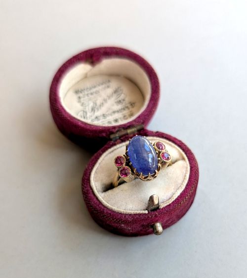 ANTIQUE 18CT GOLD SAPPHIRE RUBY RING - ADDITIONAL PHOTO 7