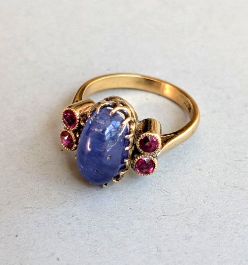 ANTIQUE 18CT GOLD SAPPHIRE RUBY RING - ADDITIONAL PHOTO 8