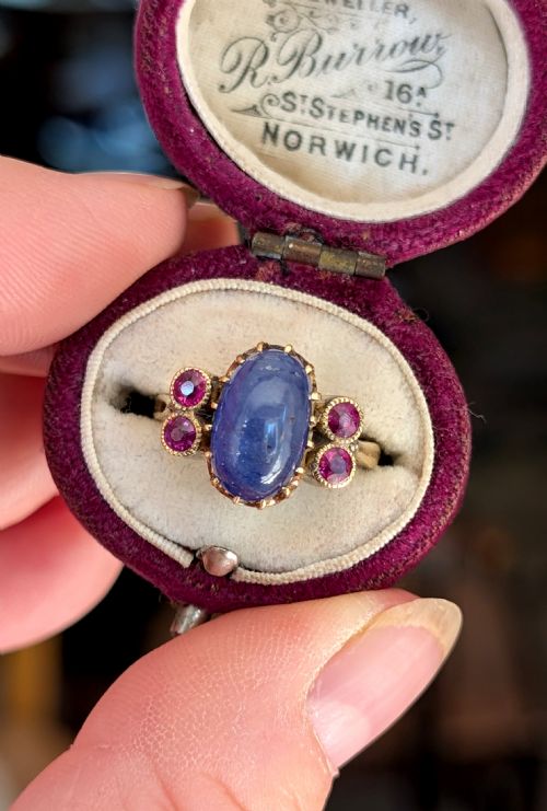 ANTIQUE 18CT GOLD SAPPHIRE RUBY RING - ADDITIONAL PHOTO 10