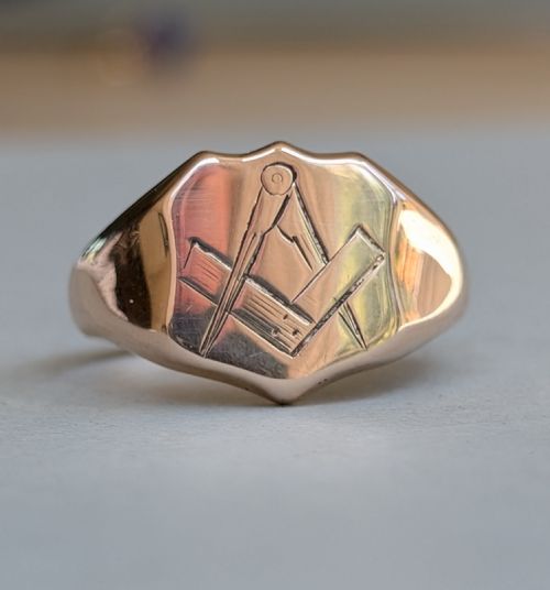 VICTORIAN 9CT ROSE GOLD FREEMASONS RING C1898 - ADDITIONAL PHOTO 4