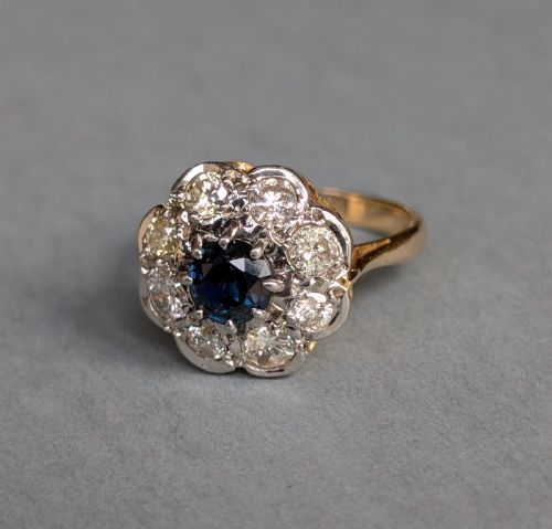 fig 1. Art Deco 18ct Gold Sapphire and Diamond Ring