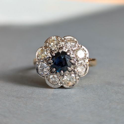 fig 2. Art Deco 18ct Gold Sapphire and Diamond Ring