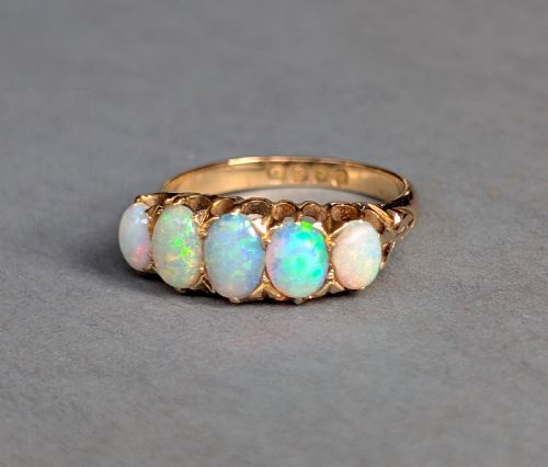EDWARDIAN 18CT GOLD OPAL DIAMOND RING C1901 - ADDITIONAL PHOTO 1