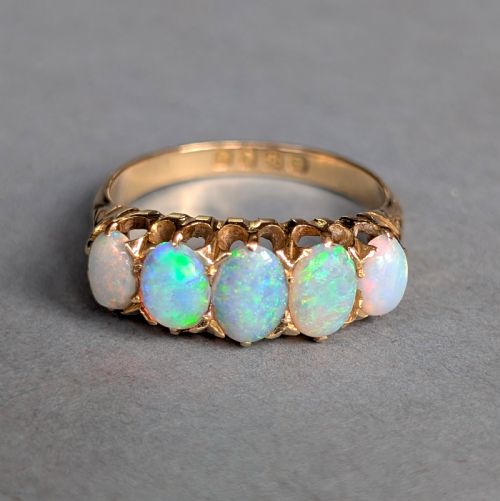 EDWARDIAN 18CT GOLD OPAL DIAMOND RING C1901 - ADDITIONAL PHOTO 2