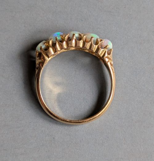 EDWARDIAN 18CT GOLD OPAL DIAMOND RING C1901 - ADDITIONAL PHOTO 4