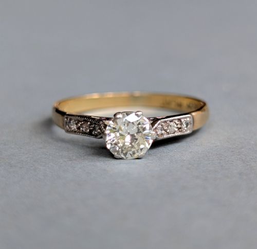 ART DECO PLATINUM DIAMOND SOLITAIRE ENGAGEMENT RING 050CT - ADDITIONAL PHOTO 5