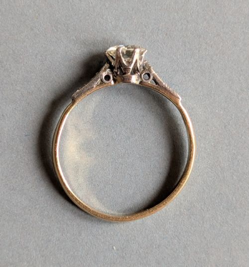 ART DECO PLATINUM DIAMOND SOLITAIRE ENGAGEMENT RING 050CT - ADDITIONAL PHOTO 6
