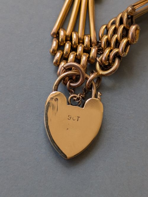 ANTIQUE SOLID 9CT GOLD GATE LINK BRACELET - ADDITIONAL PHOTO 10