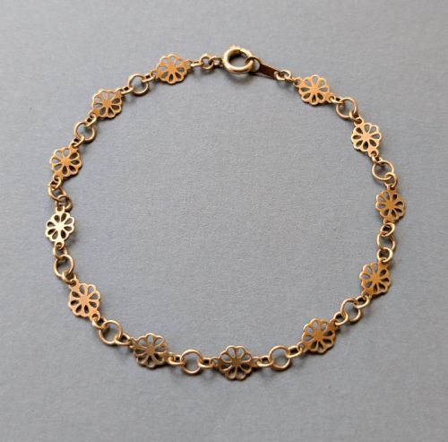 vintage solid 9ct gold fancy link bracelet - CATEGORY: ANTIQUE JEWELLERY - DATED 1950