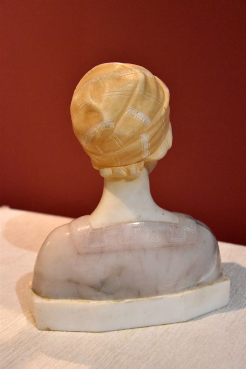 SIGNED AUGUSTE HENRI CARLI FEMALE BUST IN ALABASTER AND MARBLE - ADDITIONAL PHOTO 3