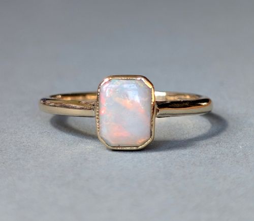 art deco 9ct opal ring solitaire ring c1927 - CATEGORY: ANTIQUE JEWELLERY - DATED 1920