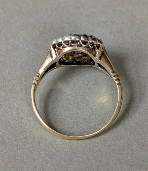 ART DECO 18CT GOLD SAPPHIRE AND DIAMOND RING - ADDITIONAL PHOTO 5