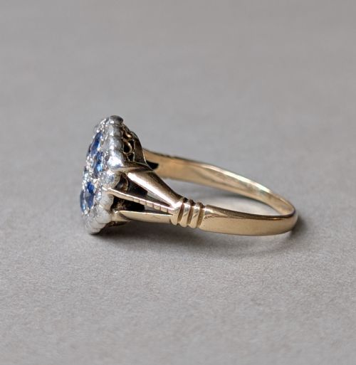 ART DECO 18CT GOLD SAPPHIRE AND DIAMOND RING - ADDITIONAL PHOTO 6