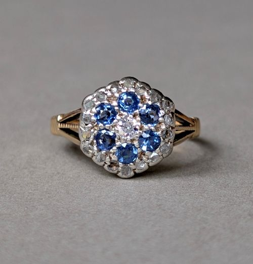 ART DECO 18CT GOLD SAPPHIRE AND DIAMOND RING - ADDITIONAL PHOTO 7