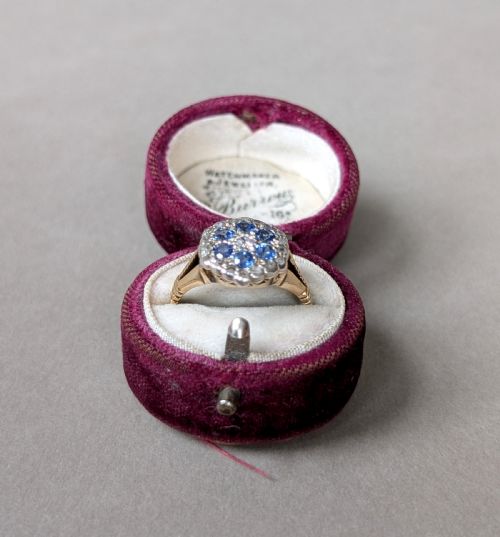 ART DECO 18CT GOLD SAPPHIRE AND DIAMOND RING - ADDITIONAL PHOTO 9
