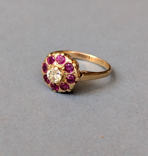 ART DECO 18CT GOLD RUBY AND DIAMOND RING - ADDITIONAL PHOTO 2