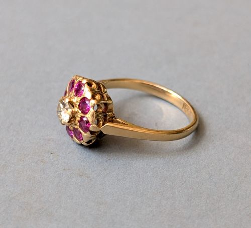 ART DECO 18CT GOLD RUBY AND DIAMOND RING - ADDITIONAL PHOTO 3